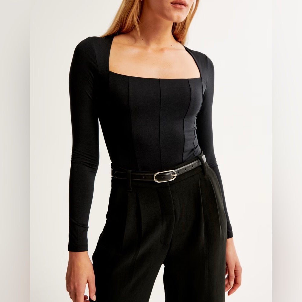 NWT Abercrombie Long-Sleeve Squareneck Bodysuit